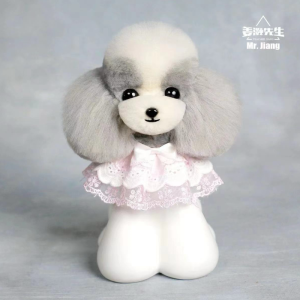 Teddy hoofd vacht grijs wit